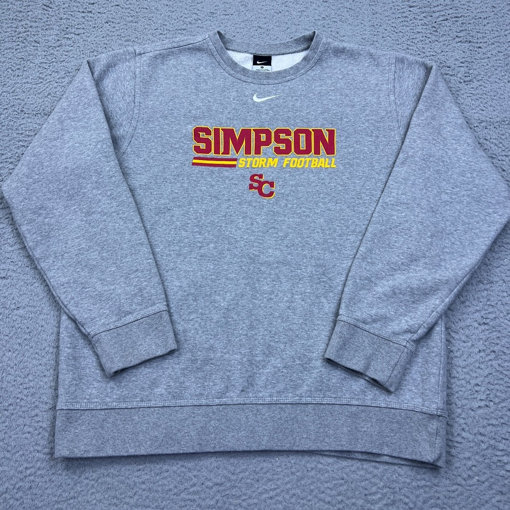 Nike Simpson Storm Football Sweatshirt M Gray Crewneck Pullover Center Swoosh SC - Picture 1 of 12